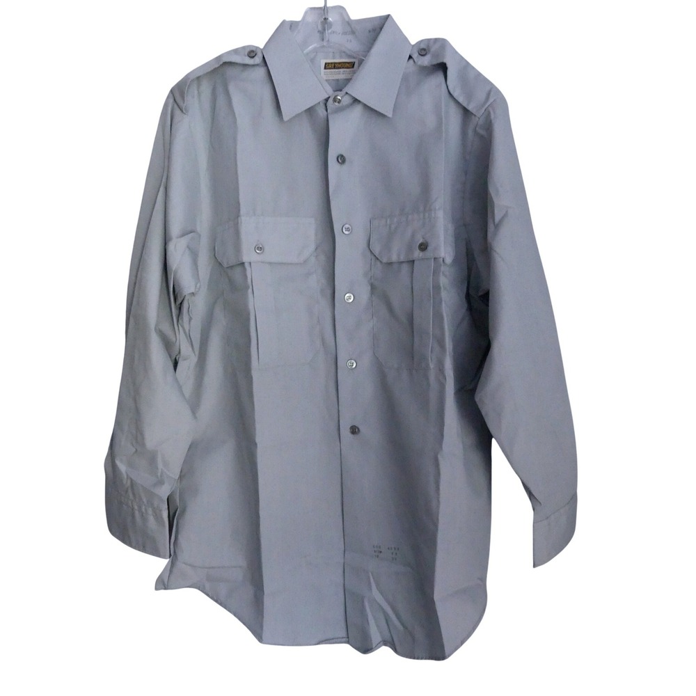 Vintage Greyhound Uniform Shirt Mens 16 32 Grey Epaulets Workwear Retro Grunge